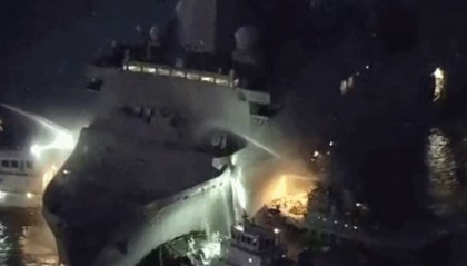 美军两栖船坞登陆舰烧了15小时，美军早早宣称火已扑灭，日方称还没灭